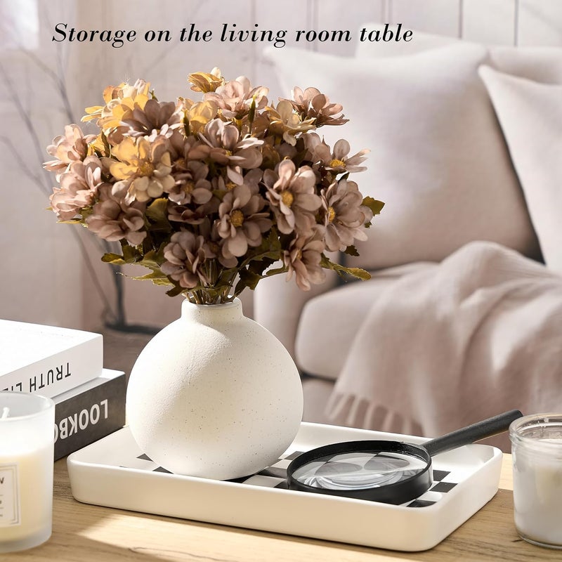 Pottify Texture Checkered Surface 10"×6"×1" Bathroom Vanity Tray for Countertop- Ceramic Decorative Organizer Tray for Dresser Top, Toilet, Perfume, Sponge Holder Soap Dish Dispenser for Kitchen Counter - Image 5